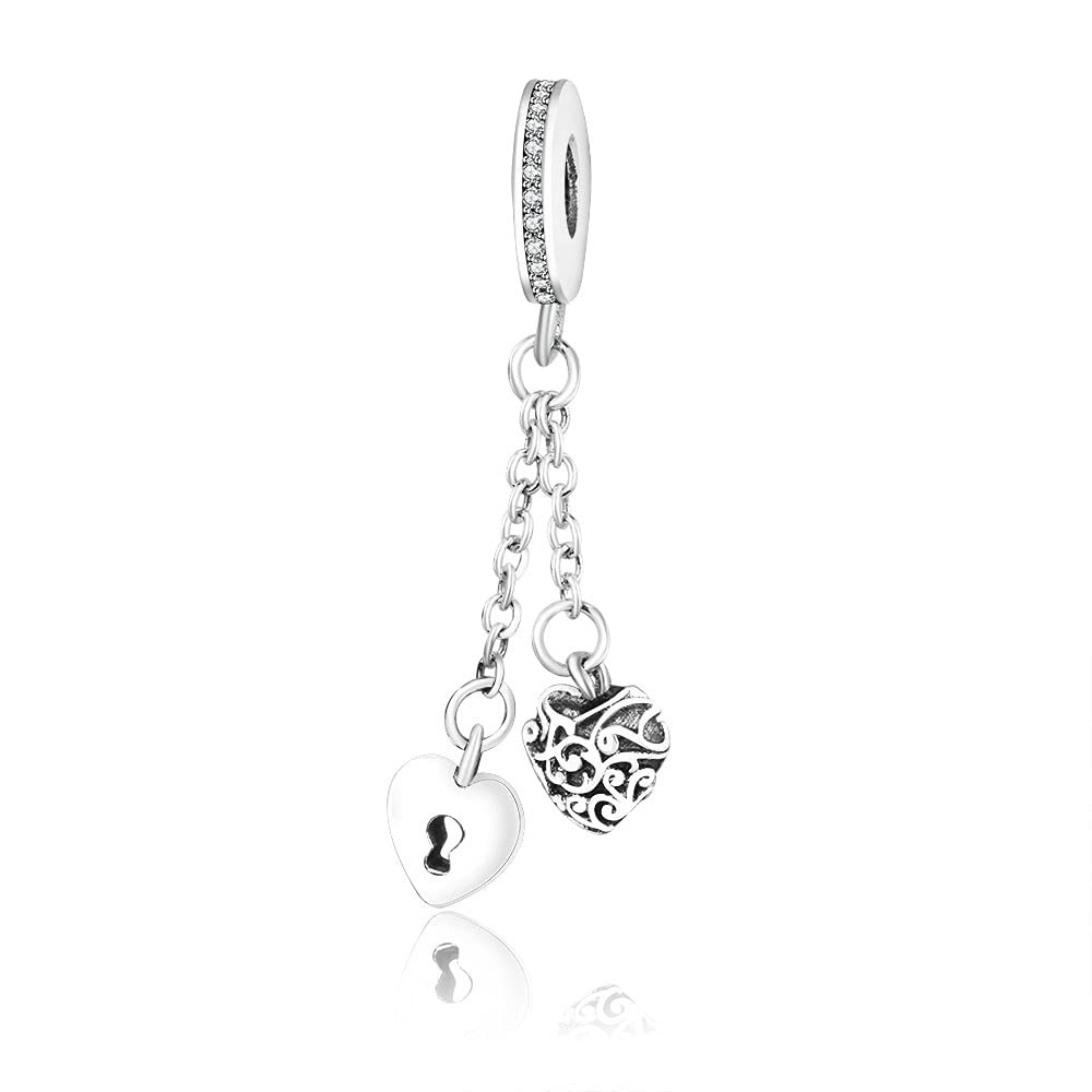 Lock and Heart Dangle Pandora Retired Sterling Silver 797642CZ